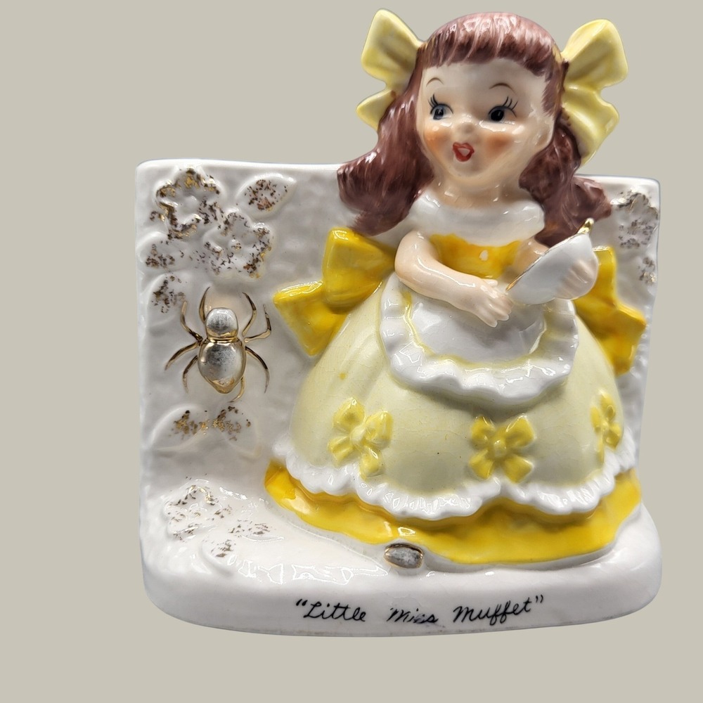 Napco Little Miss Muffet Planter Vintage Ceramic S1493D Nursery Home Decor